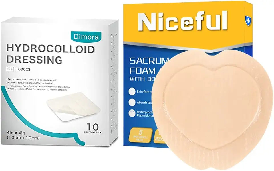 5 Packs Sacral Silicone Foam Dressing 9x9 in, 10 Packs Hydrocolloid Dressing P301104