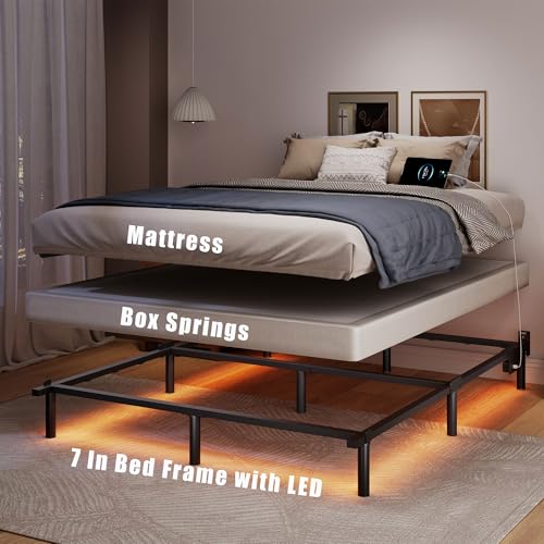 Black 7 Inch Metal Steel Bed Frame S87157