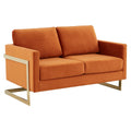Upholstered Velvet Loveseat with Gold Frame S967