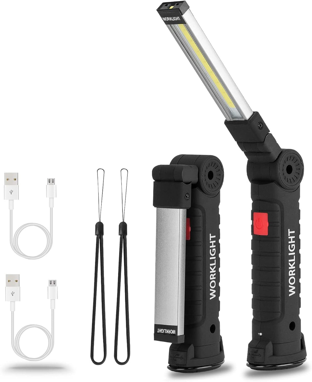 4 Pack Grey Body Black Alloy Magnetic Rechargeable Work Light V700185