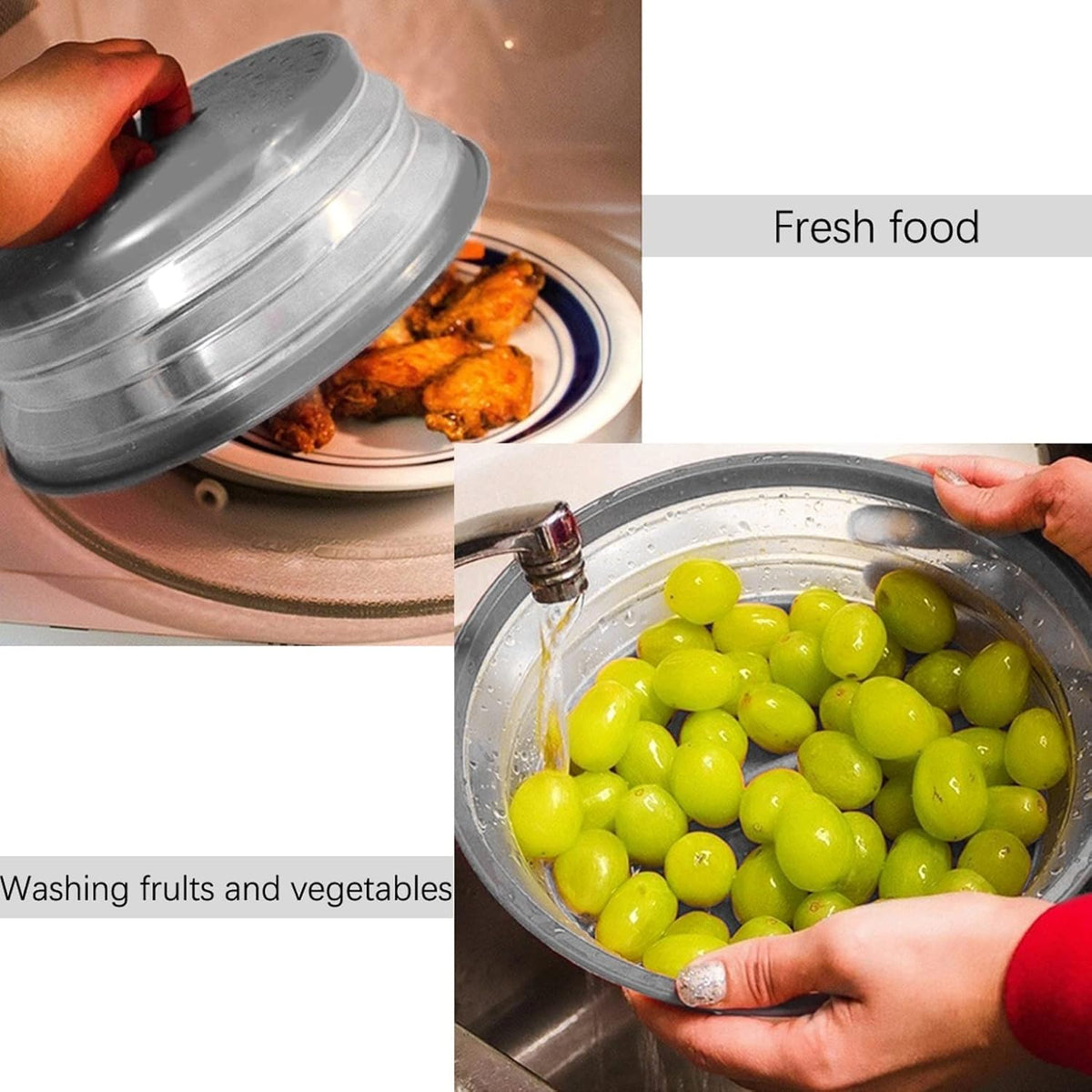 Gray 10.5 inch Vented Collapsible Microwave Plate Cover K62524