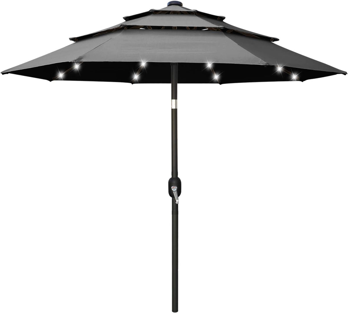 11FT Solar 3 Tiers Market Umbrella with 32 LED Z846939