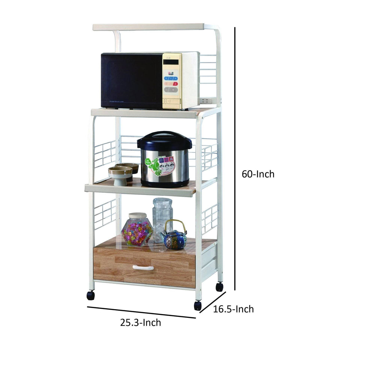 White Kitchen Shelf on Casters N706