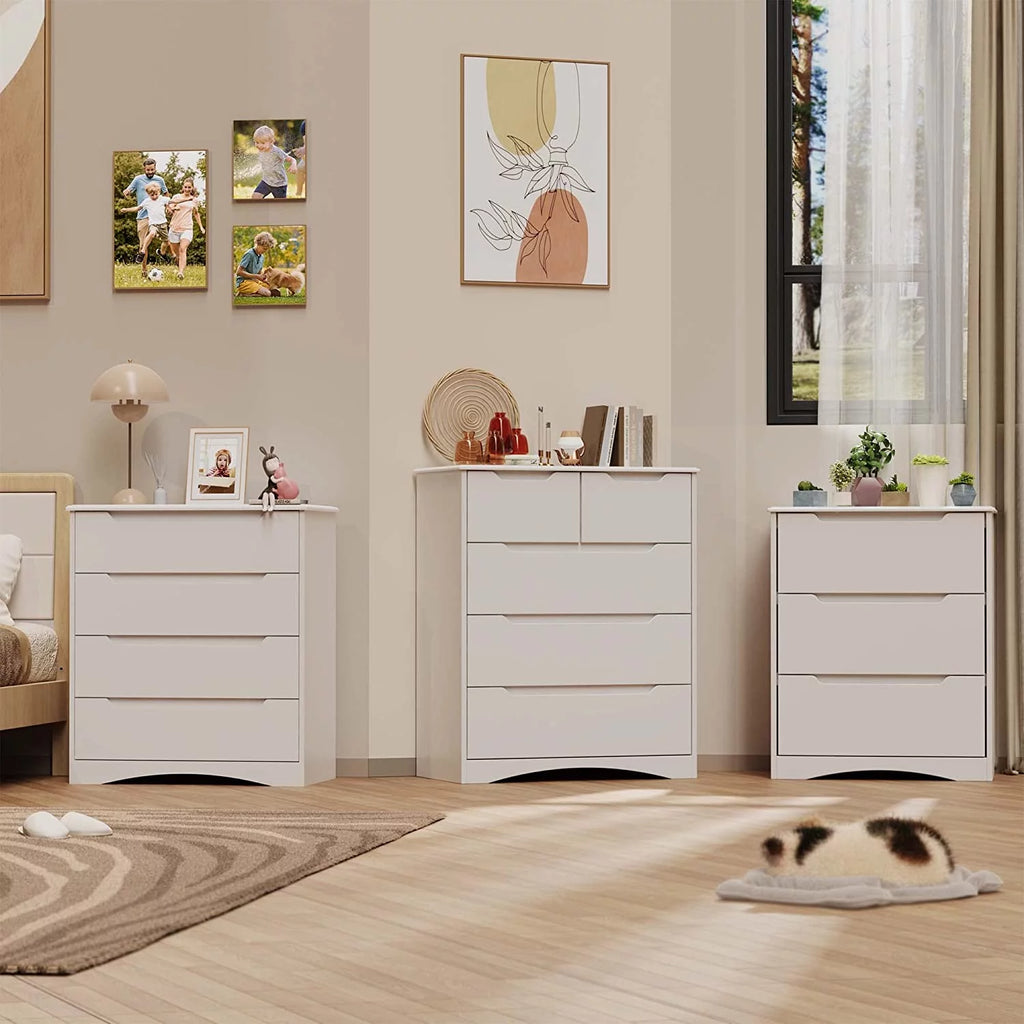 White 5 Drawer Wood Dresser T77652