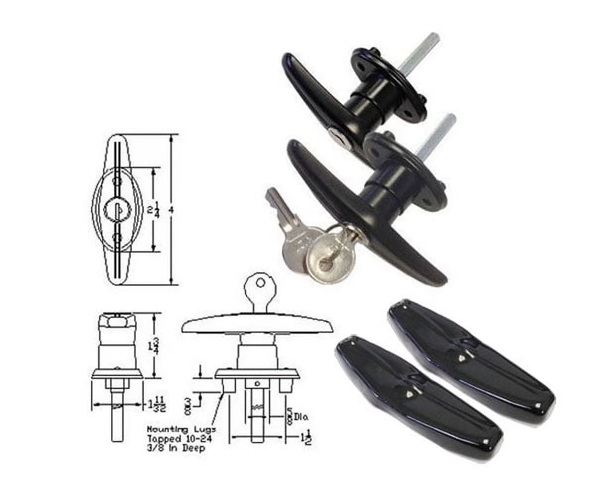Pair Set Truck Cap Locking T-Handles with Dust Covers Z256396
