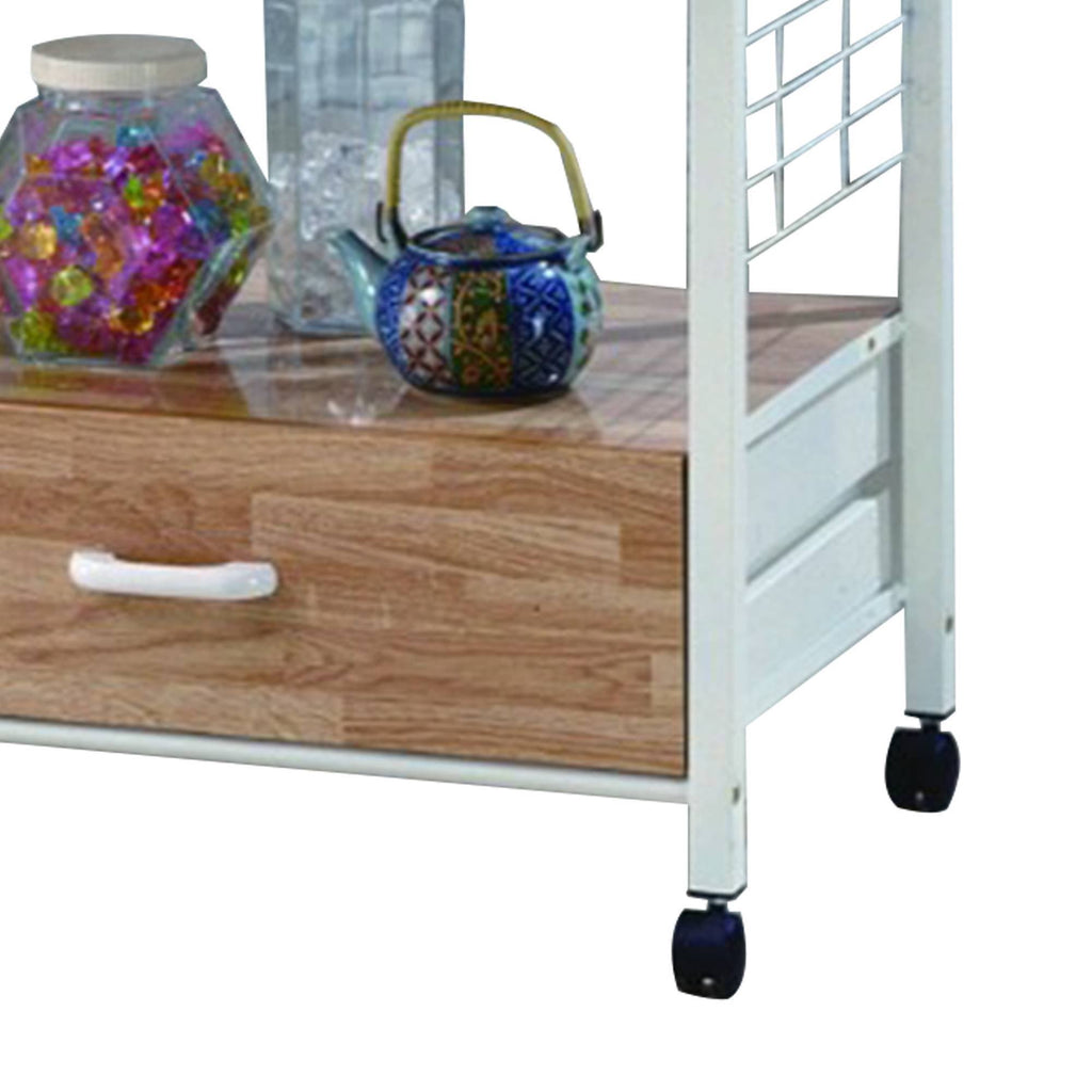 White Kitchen Shelf on Casters N706