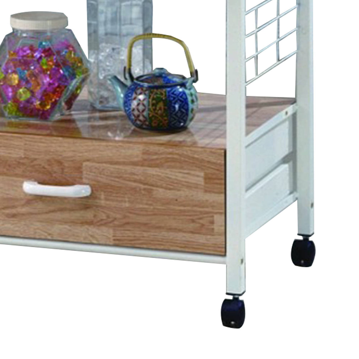 White Kitchen Shelf on Casters N706