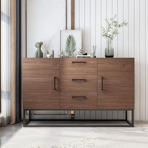 White Sideboard Storage Cabinet with Shelves and 2 Doors W94448