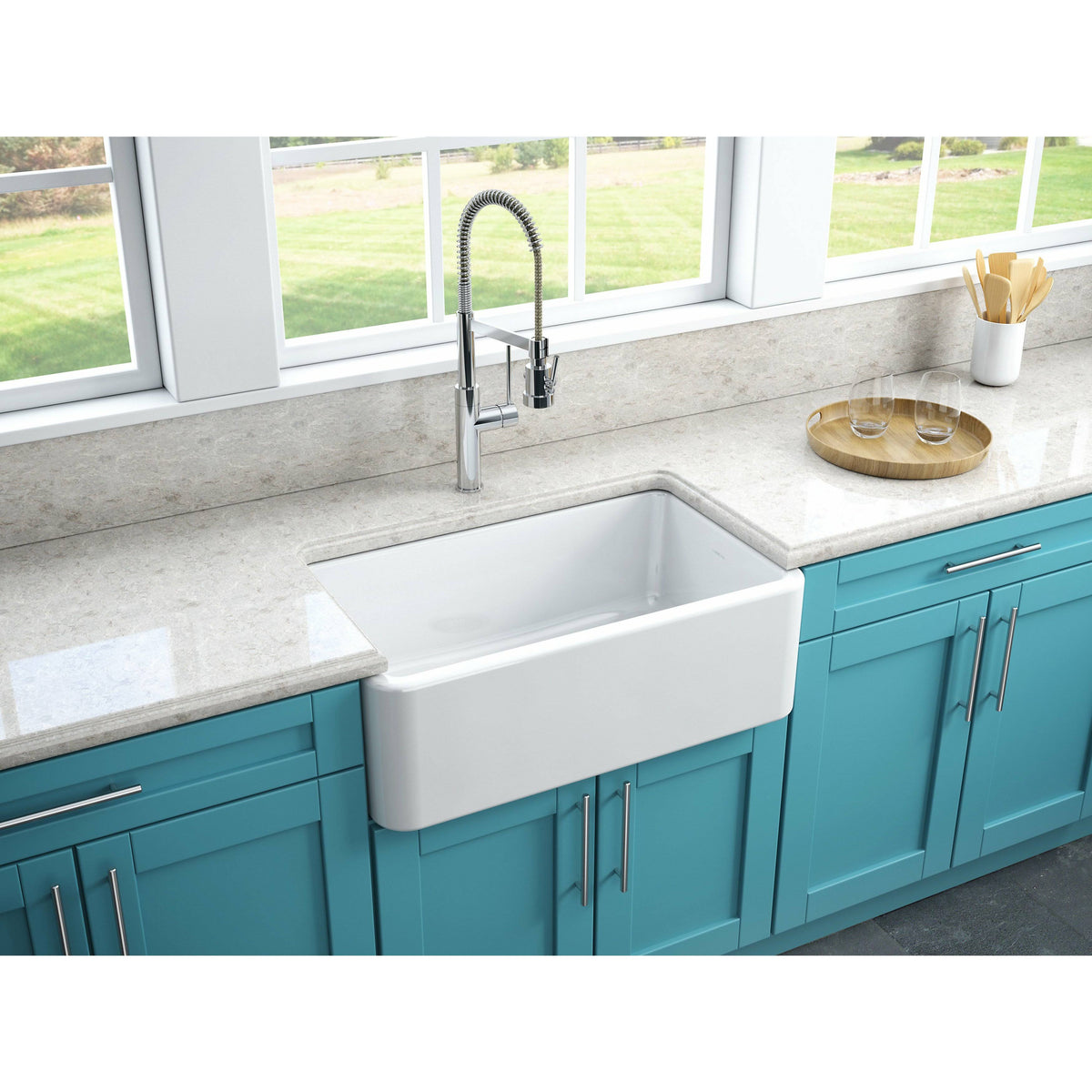 30x22 Reversible Fireclay Farmhouse Sink U825