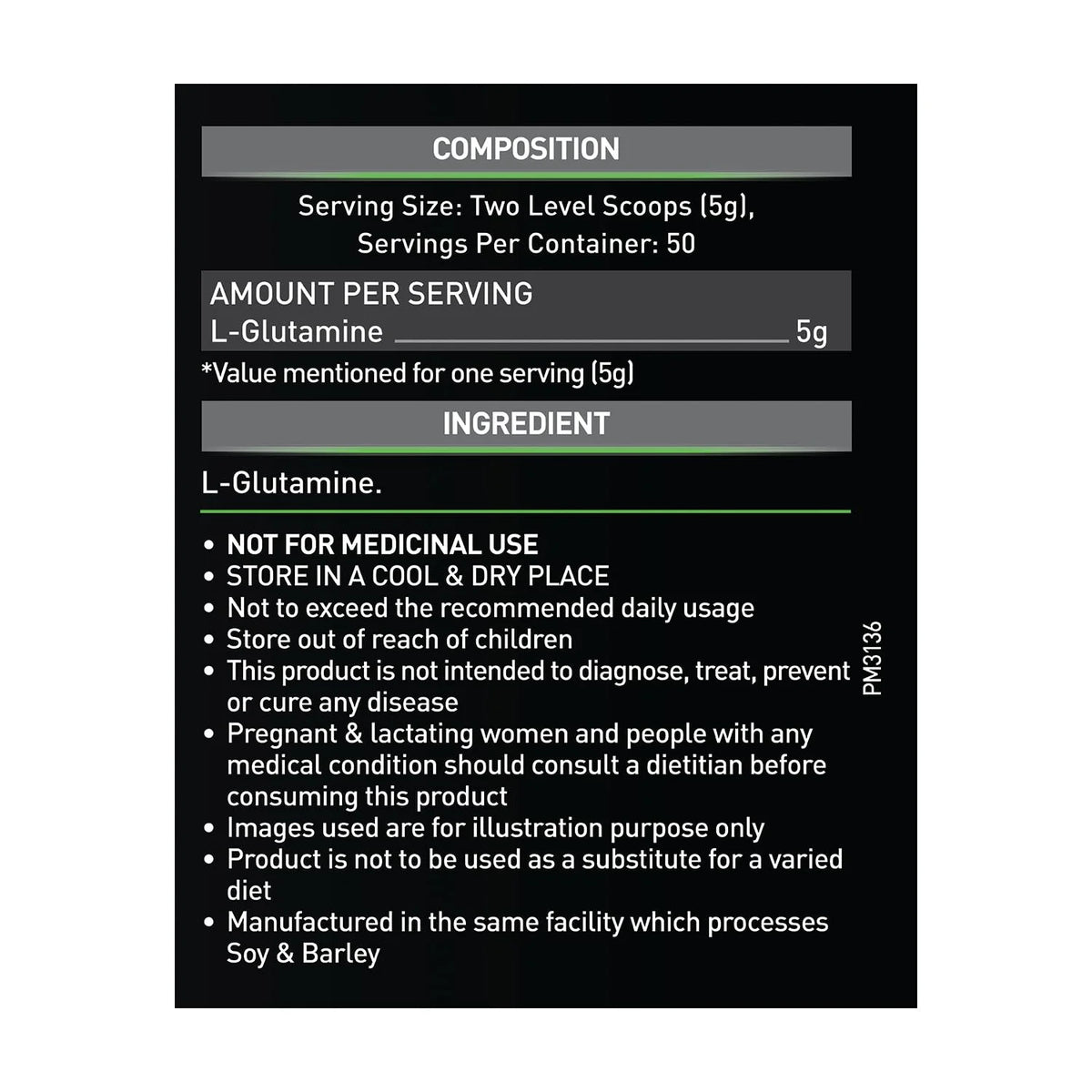 L-Glutamine Powder 250 Gm 50 Servings P199