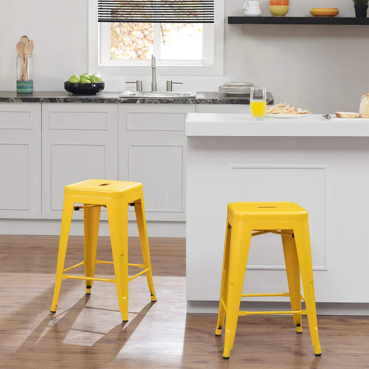 Yellow Metal Stackable Bar Stools P832339