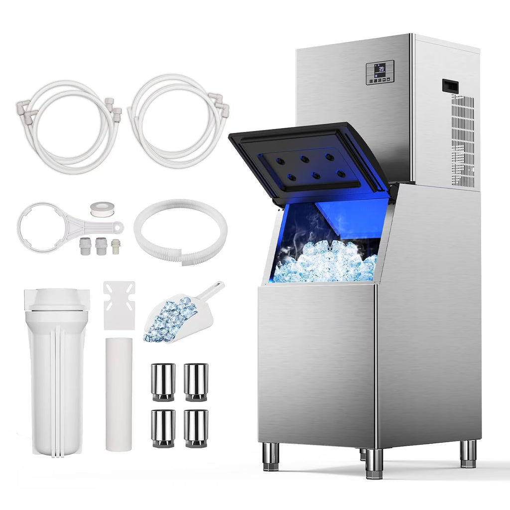Commercial Ice Maker 355 Lbs/24H, 166 Lbs Storage Air-Cooled Ice Machine M37384