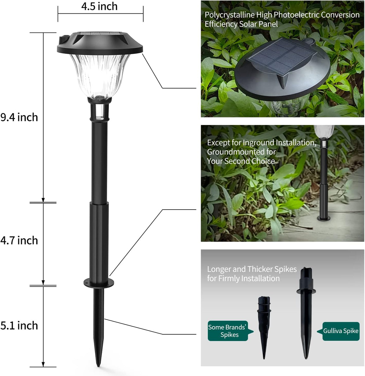 Solar Power Path Lights Warm White LED Landscape Lighting T359046
