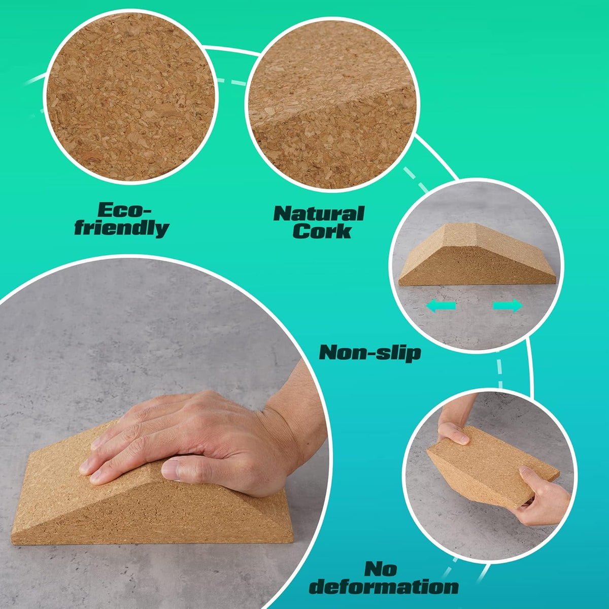 Cork Squat Wedge Block 2 Pack Non Slip Slant Board Z992