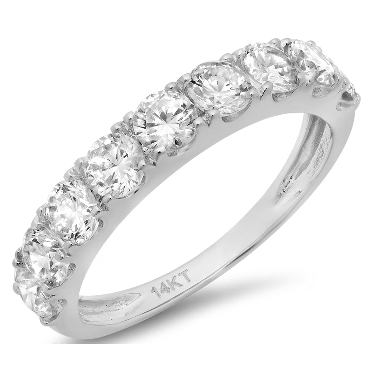 18K White Gold Simulated Diamond Engagement Ring Band R590722