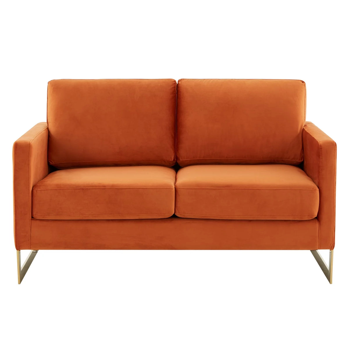 Upholstered Velvet Loveseat with Gold Frame S967
