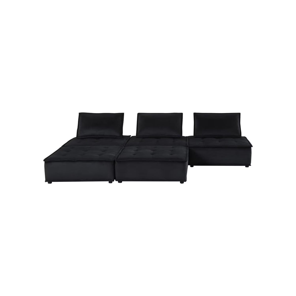 Velvet 5 Piece Sectional Sofa Ottoman Y37422
