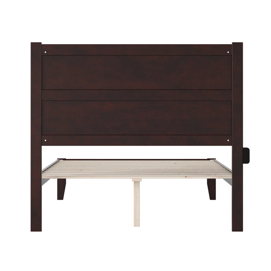 Solid Wood Full Bed with USB Charging Station V48879