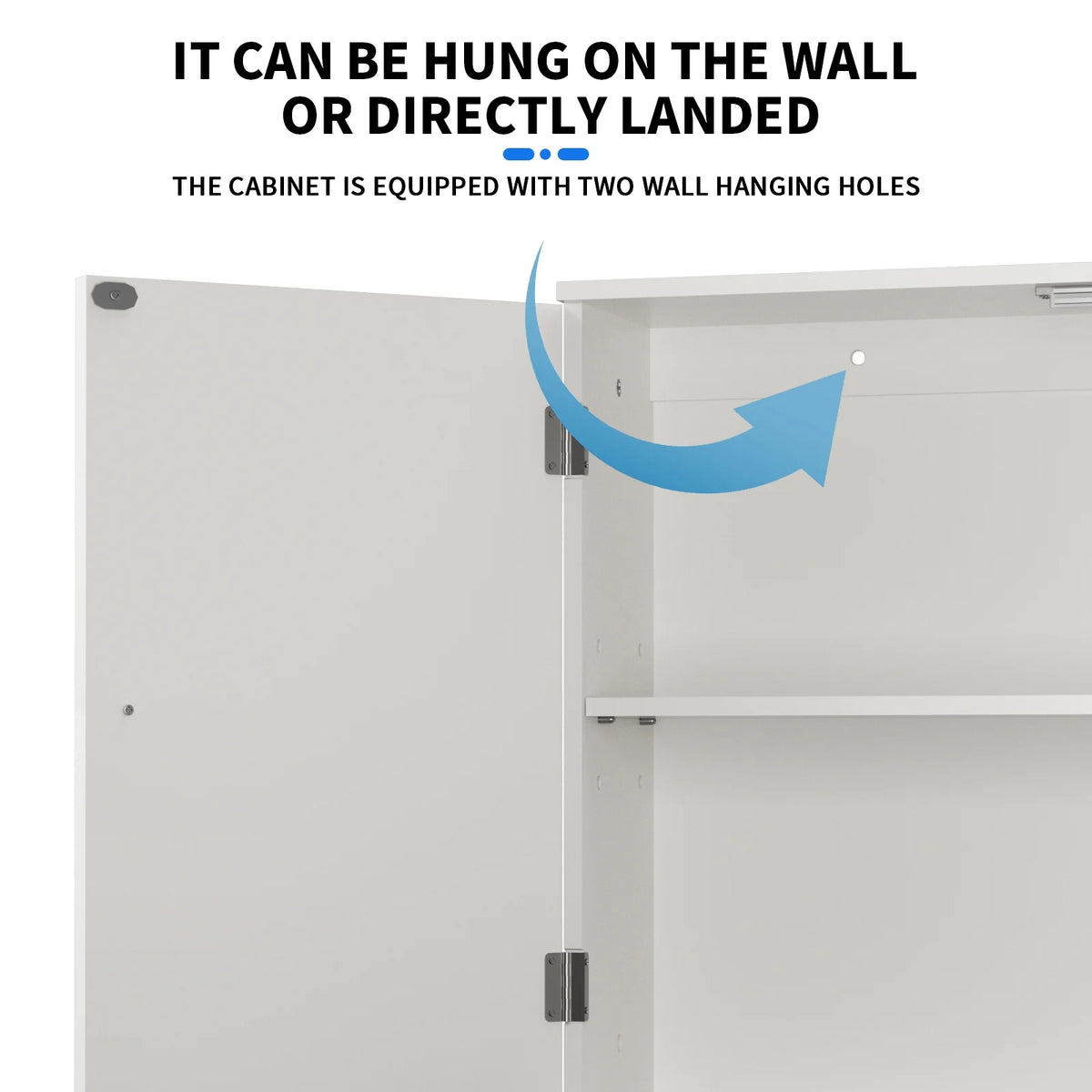 White Free Standing Wooden Bathroom Storage Cabinet with Double Doors S103998