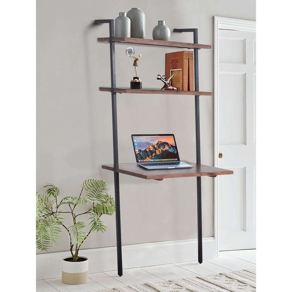 3 Tier Mango Wood Ladder Wall Shelf X549
