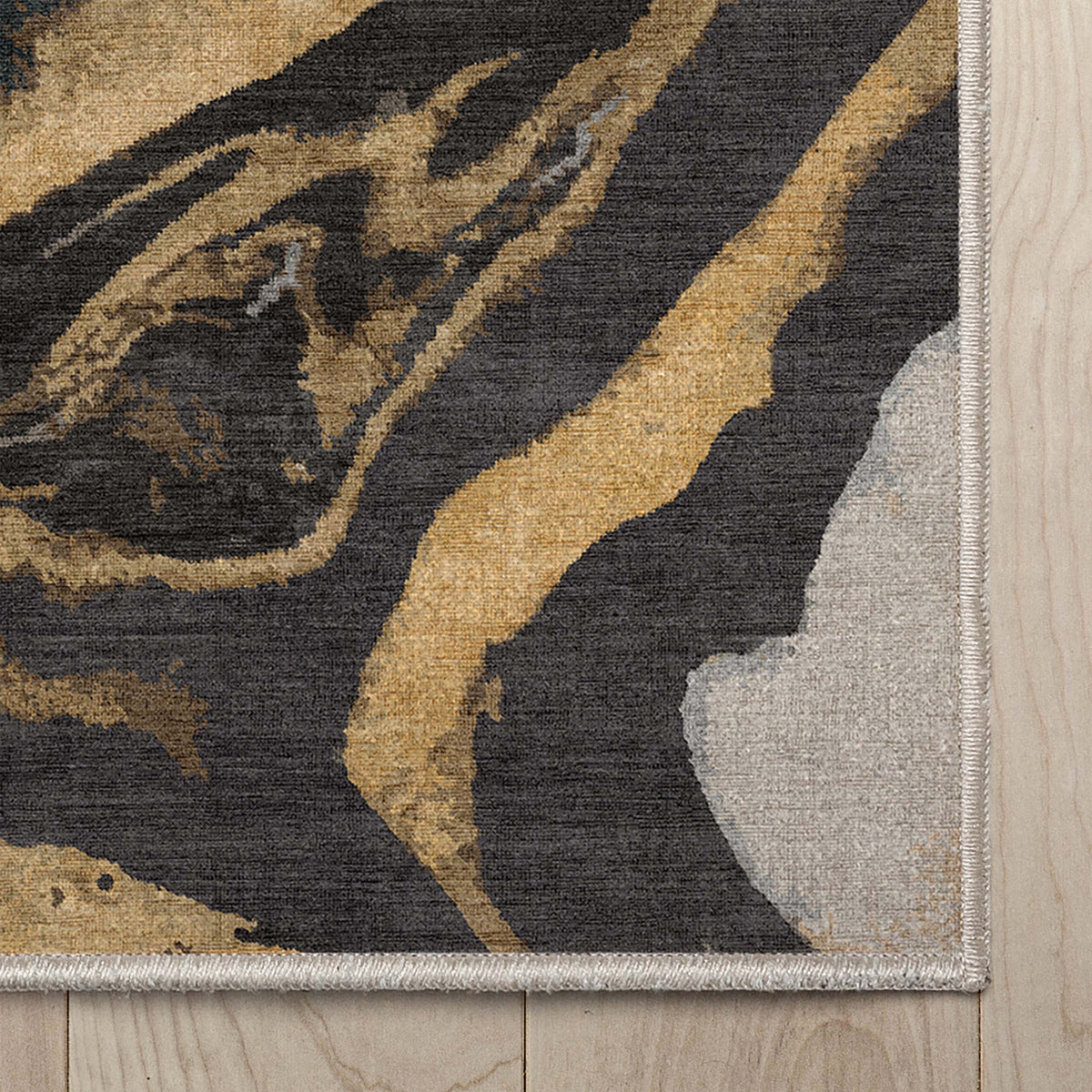 Black Gold Flatweave Area Rug O95694