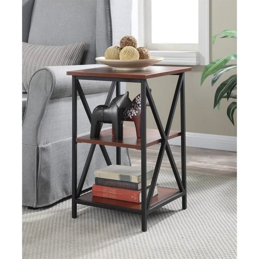 3-Tier Wood Metal End Table in Cherry B975998