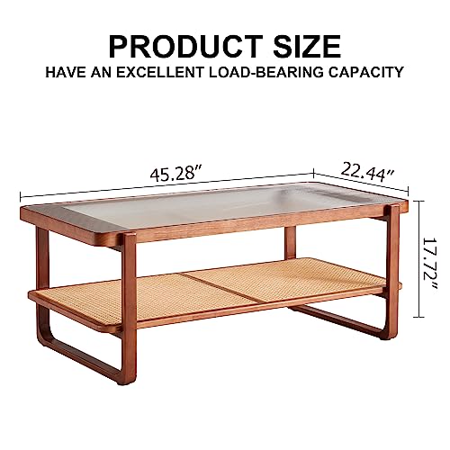 Rattan Coffee Table with Tempered Glass Top B351525