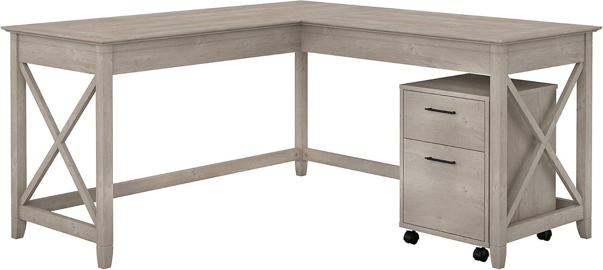 60W L Shaped Desk with 2 Drawer Mobile File Cabinet A902709