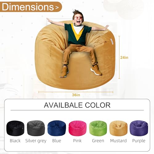 Black 4Ft Memory Foam Bean Bag Chair with Microfiber Cover H34746