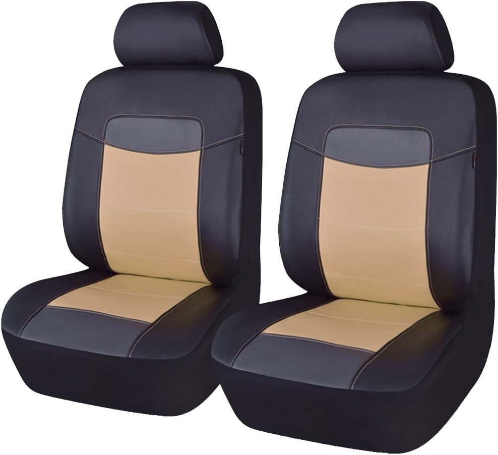 Black Leather Waterproof Car Seat Covers Full Set I774308