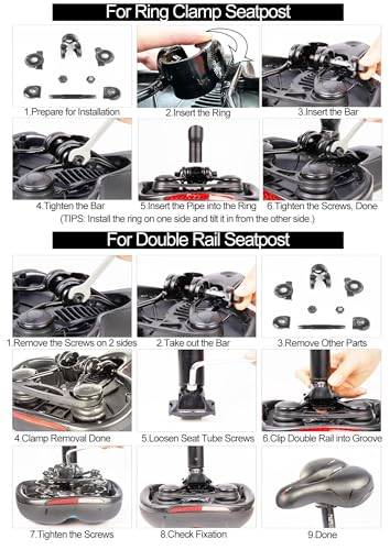 Wide Bicycle Saddle Seat with Dual Shock Absorbing Ball, Thickened Memory Foam, Waterproof E7284
