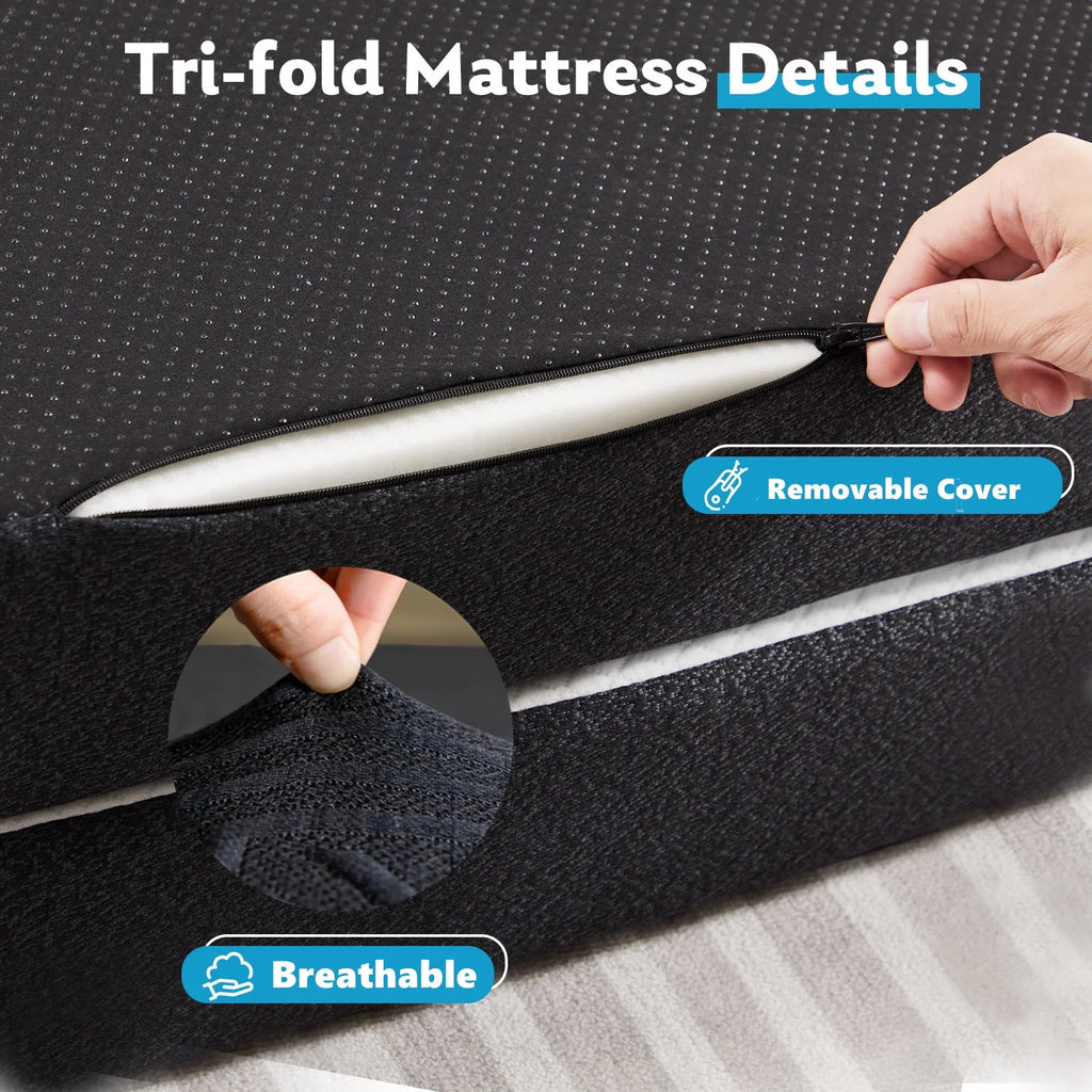4 inches Tri-Fold Memory Foam Mattress with Cover O88699