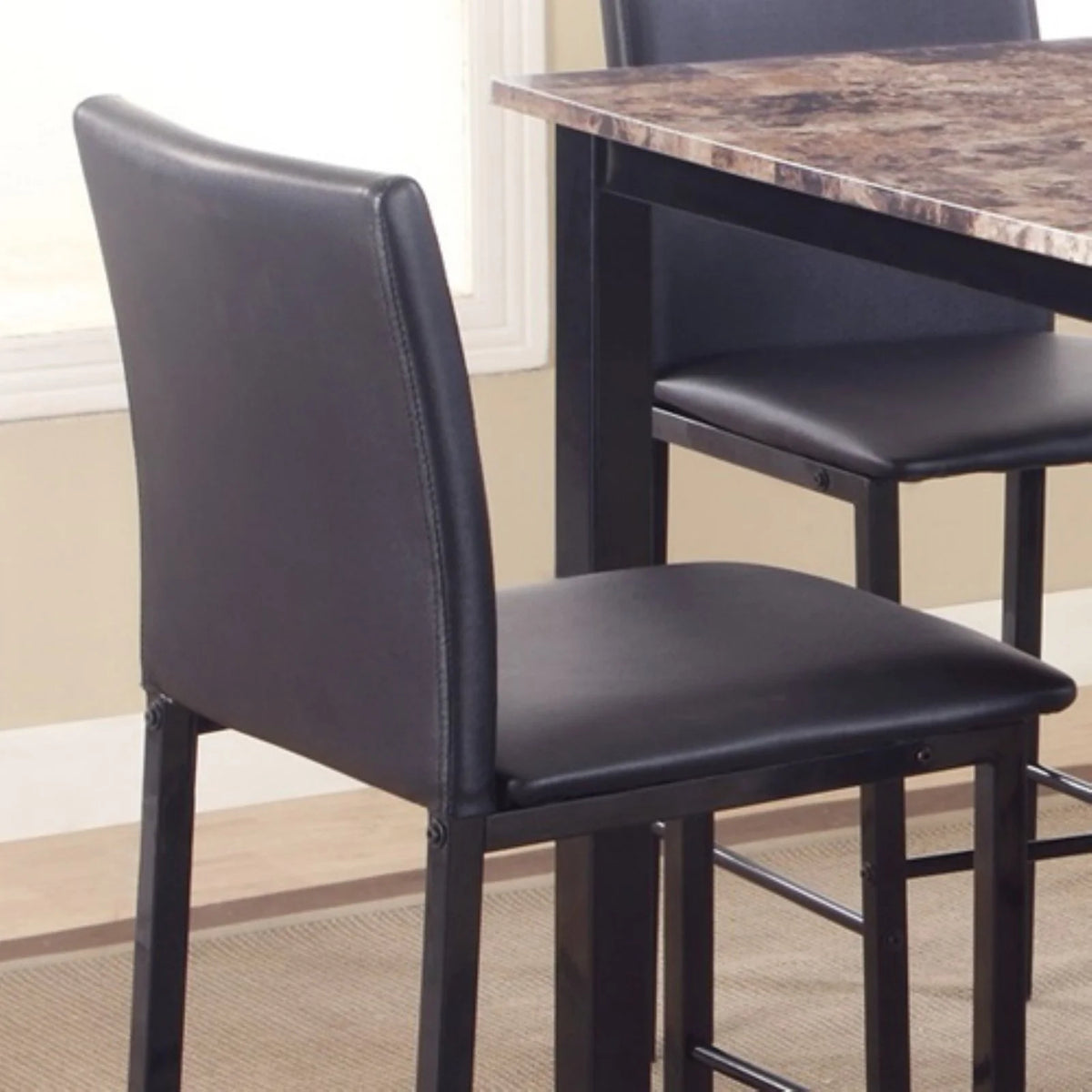 Black Metal Frame Counter Dining Chair Set of 4 Y700