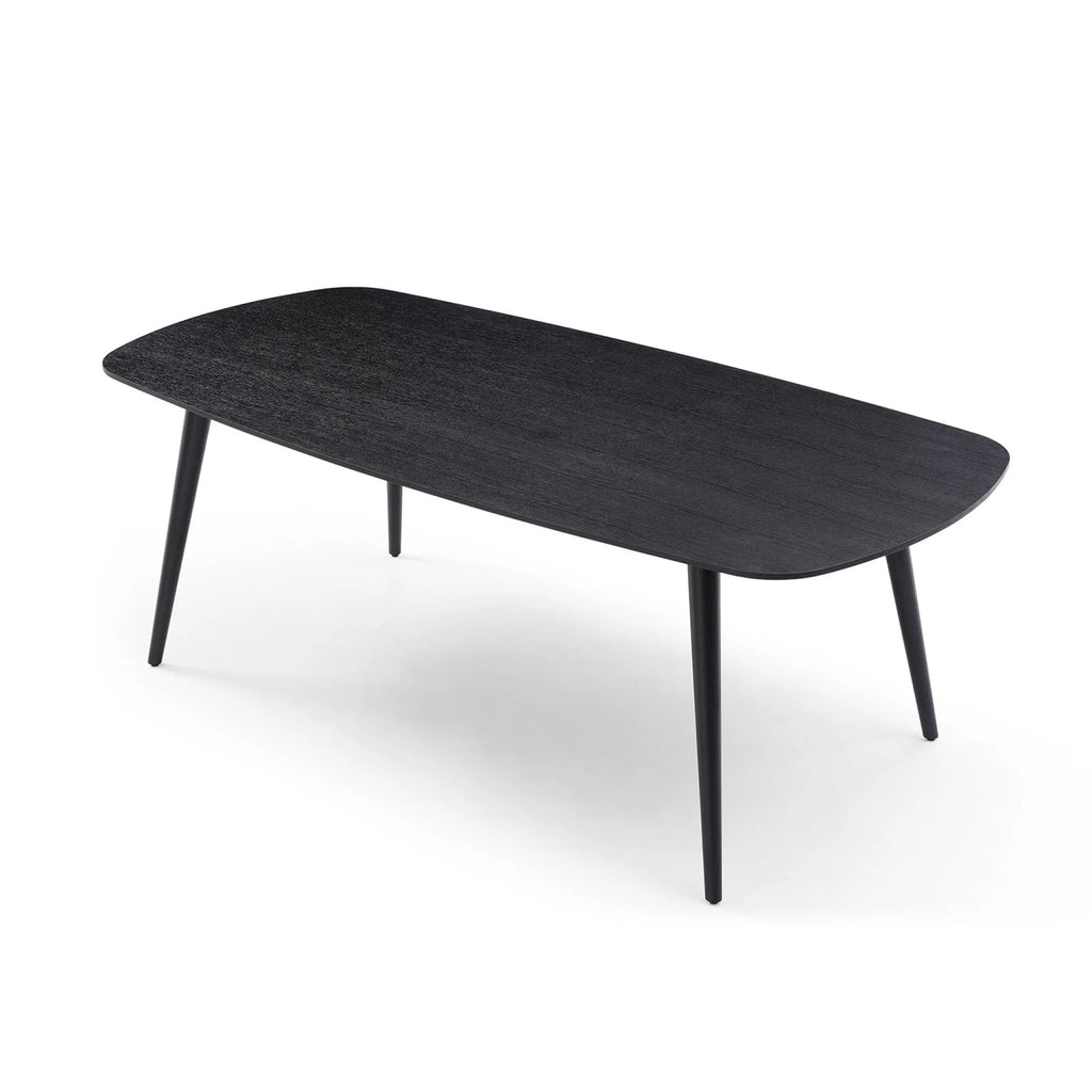 Rectangular Dining Table Black Oak Finished Ash Veneer Top 8 Persons V819