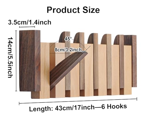 Wood Coat Rack Wall Mount with 4 Flip-Down Hooks Q4576