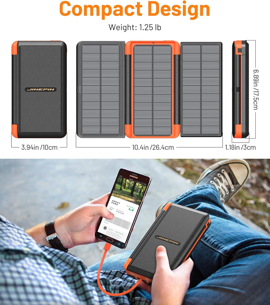 46800mAh Solar Charger with 4 Cables and LED Display W931