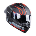 Matt Black Red Full Face Modular Motorcycle Helmet P680