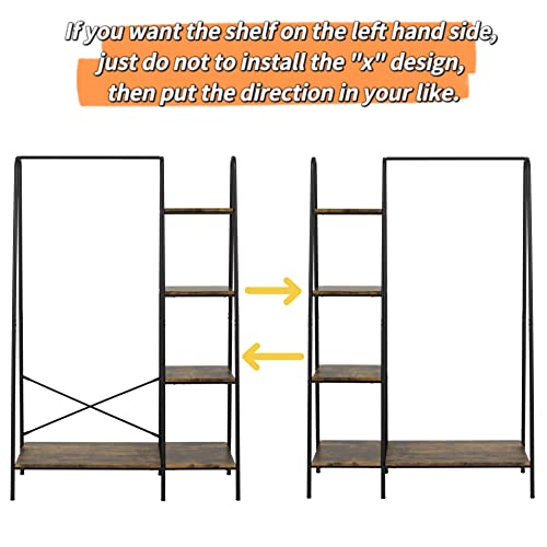 Matte Black Heavy Duty Garment Rack with 5 Wood Shelves P10408