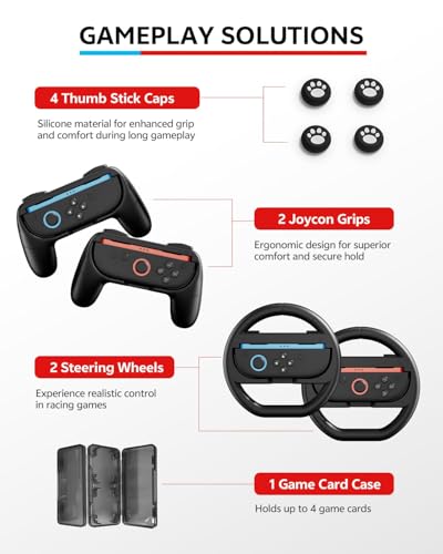 16 in 1 Game Kit: Carrying Case, Screen Protector with Alignment Frame, Steering Wheel, Grip H57298
