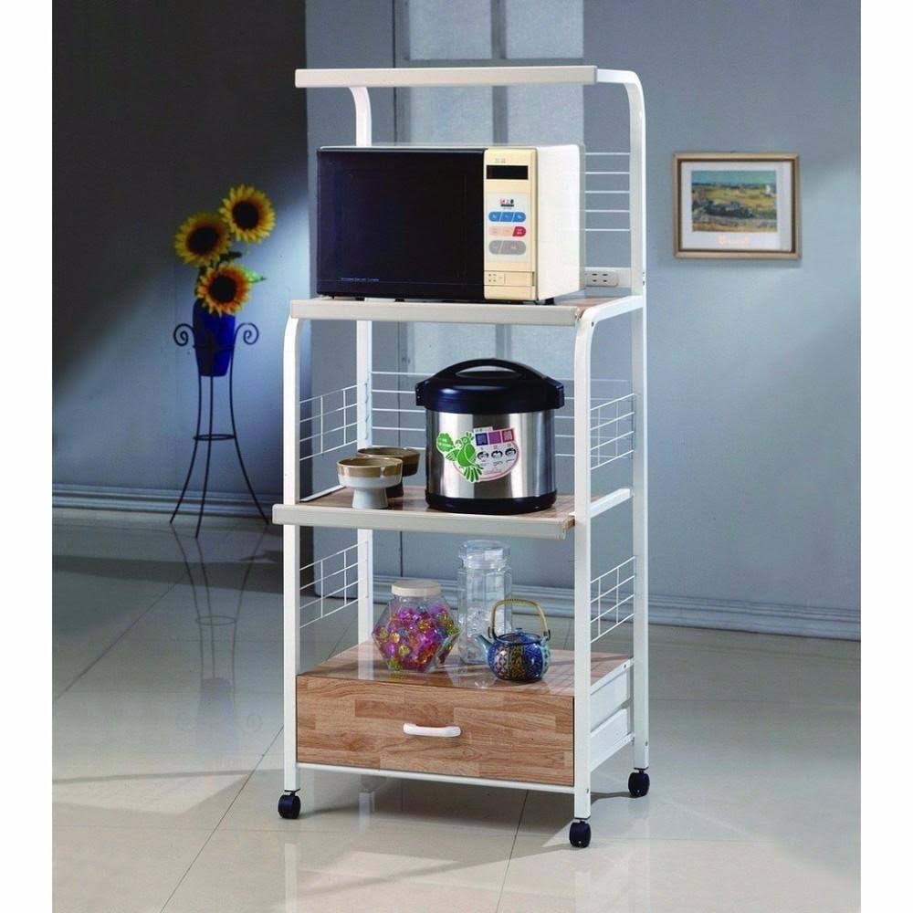 White Kitchen Shelf on Casters N706