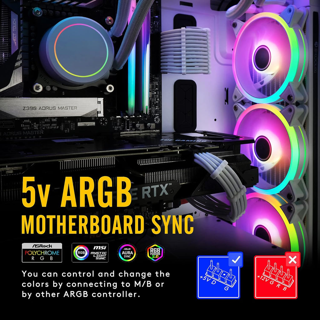 White 120mm RGB PWM Case Fan 5 Pack G33915