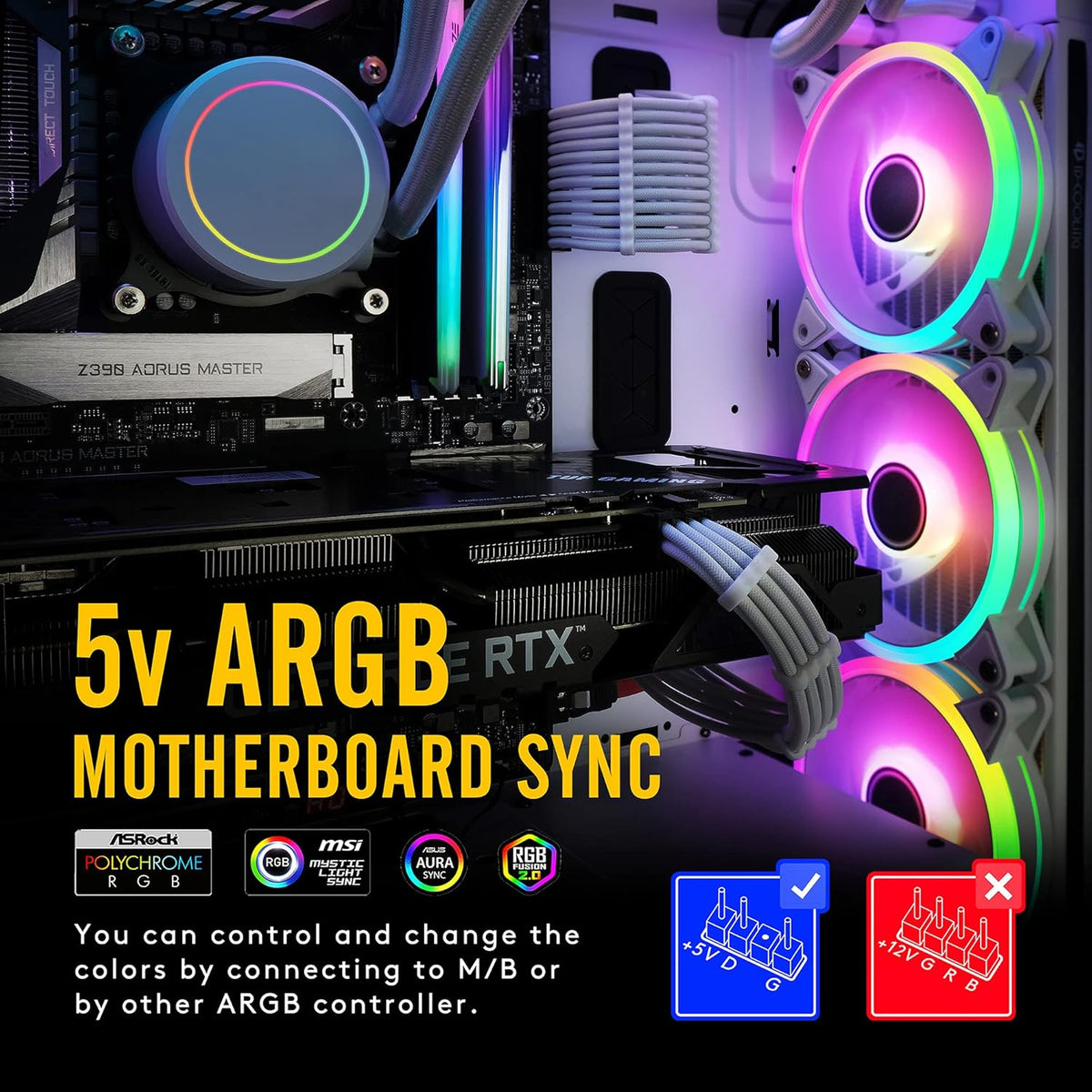 White 120mm RGB PWM Case Fan 5 Pack G33915