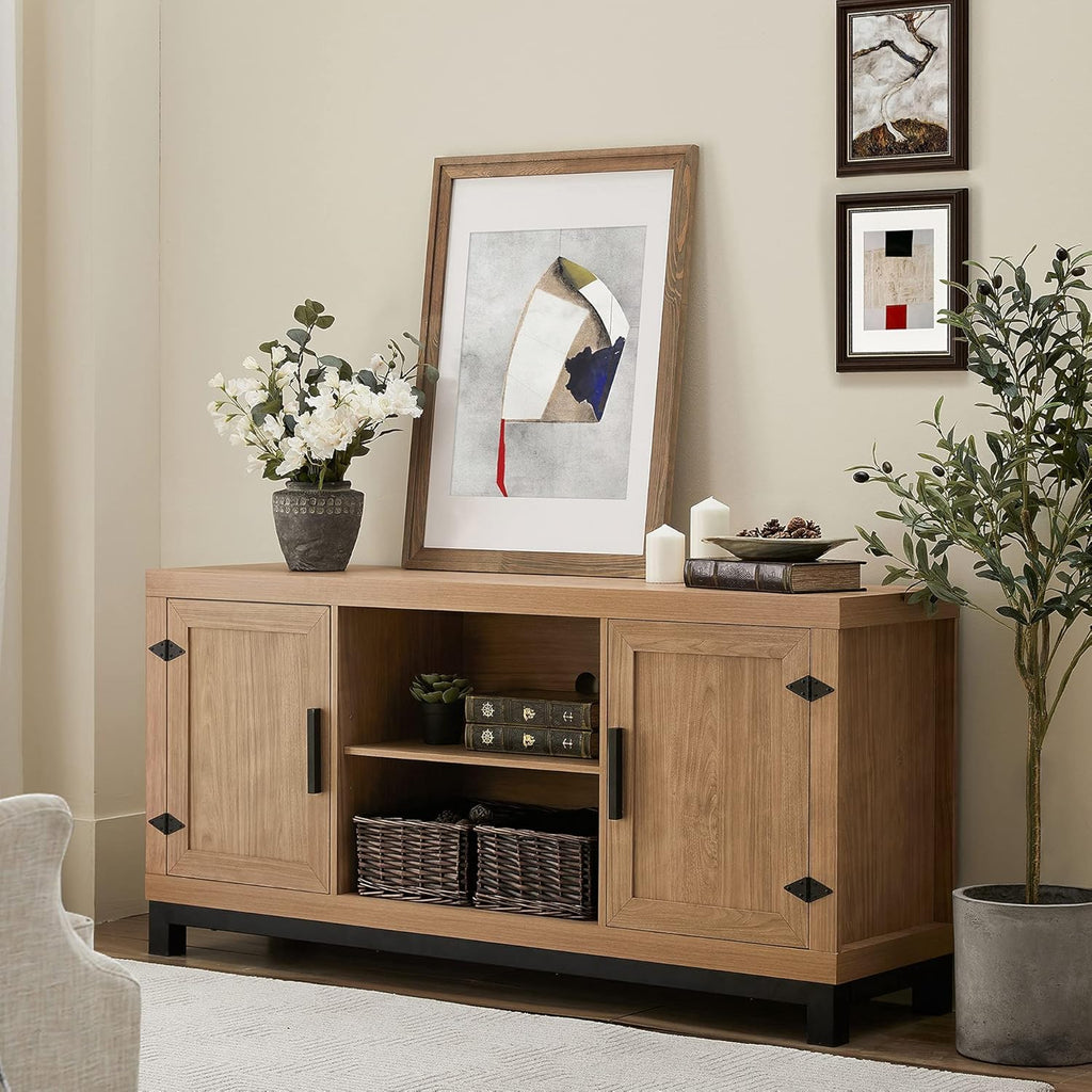 60 Inch Wood TV Stand with 6 Storages U96998