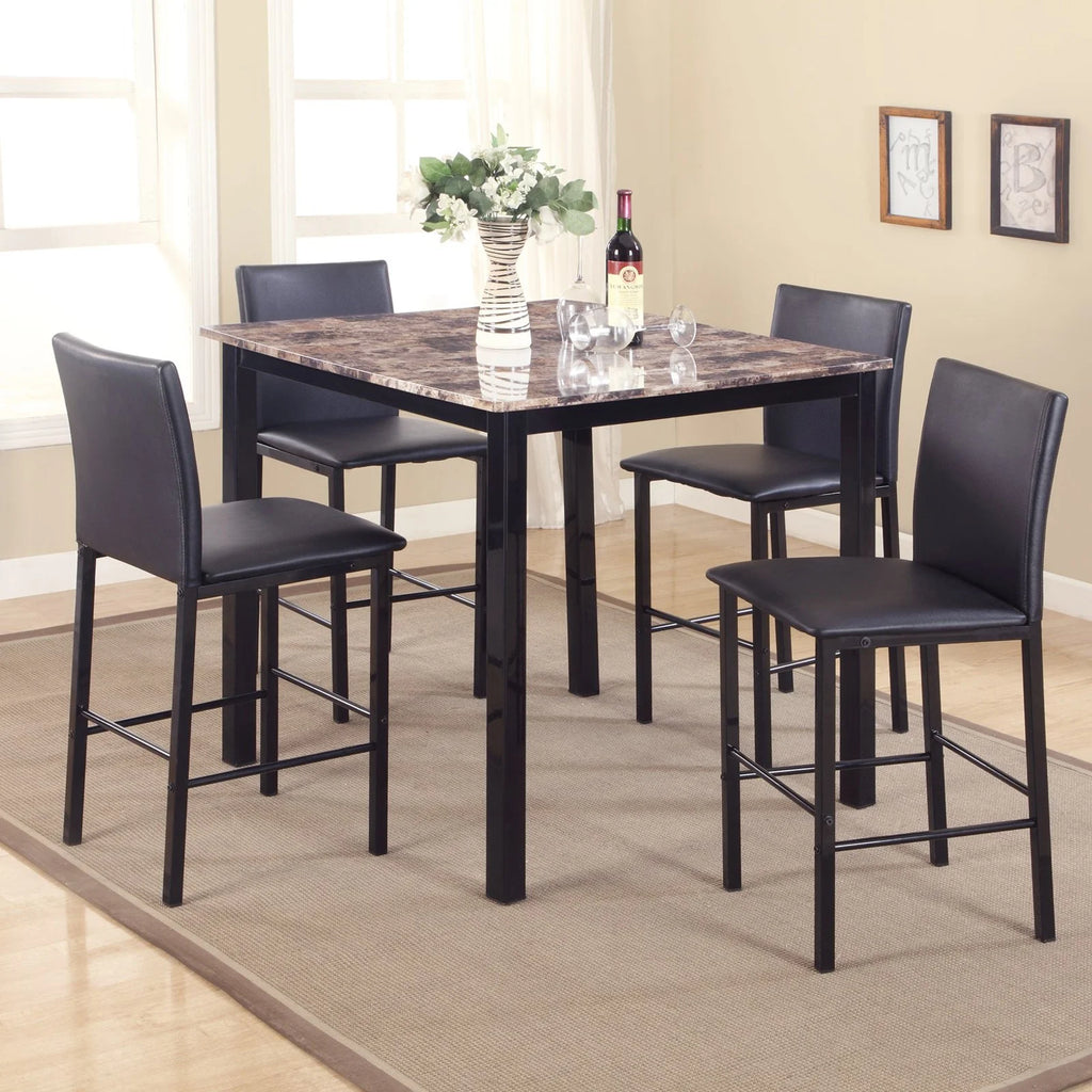 Black Metal Frame Counter Dining Chair Set of 4 Y700