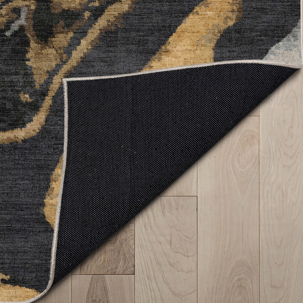 Black Gold Flatweave Area Rug O95694