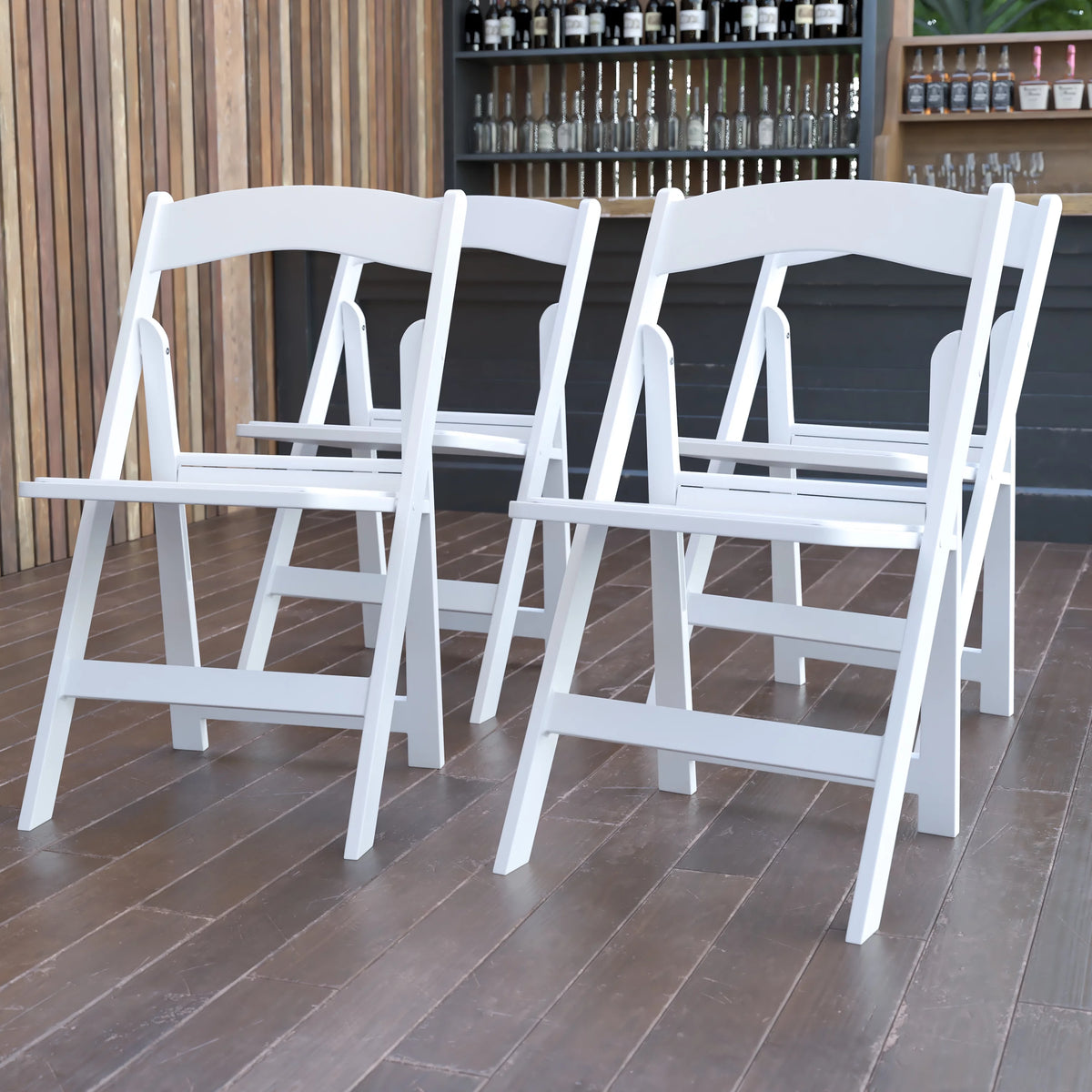 Set of 4 White Resin Folding Chairs B286