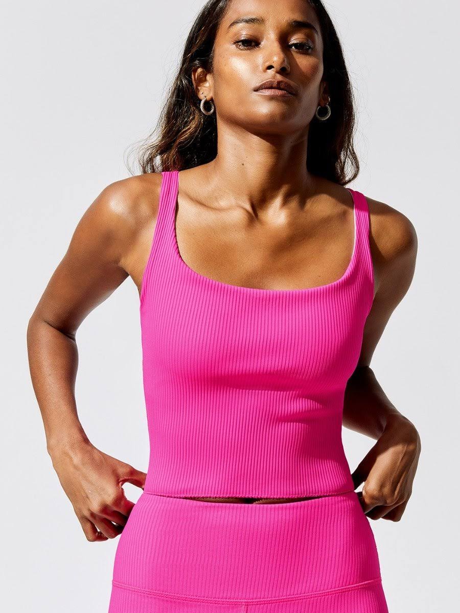 Neon Pink Ribbed Tank L384