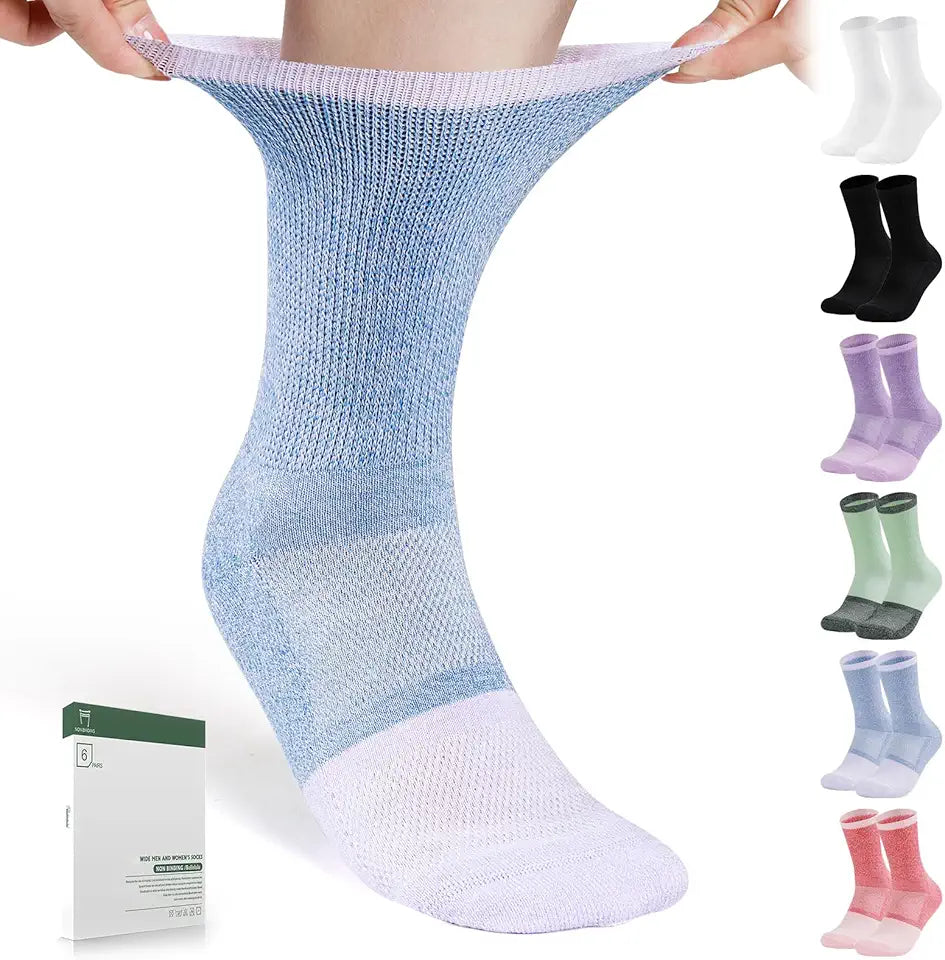 6 Pairs Non Binding Seamless Toe Diabetic Socks J5992
