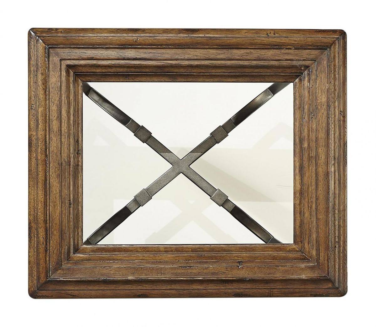 Pecan End Table with Glass Top B308