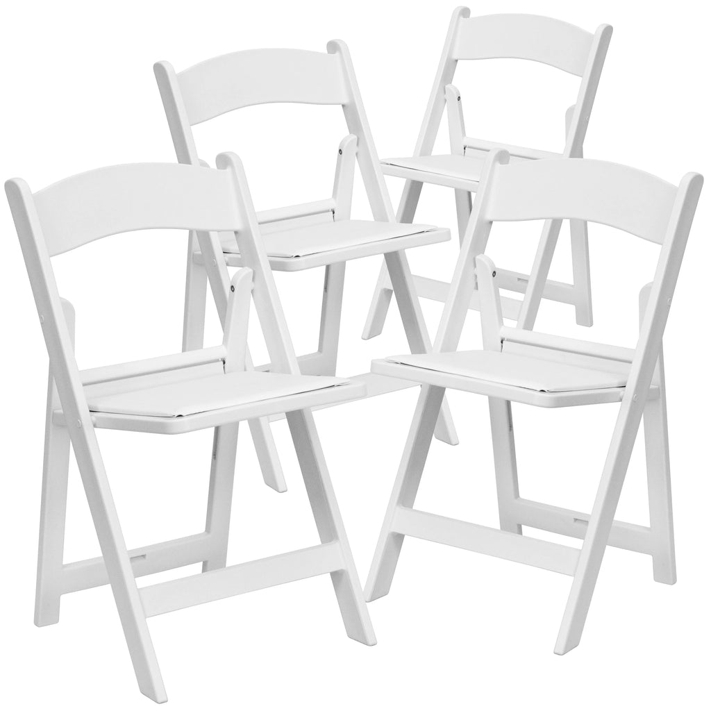 Set of 4 White Resin Folding Chairs B286